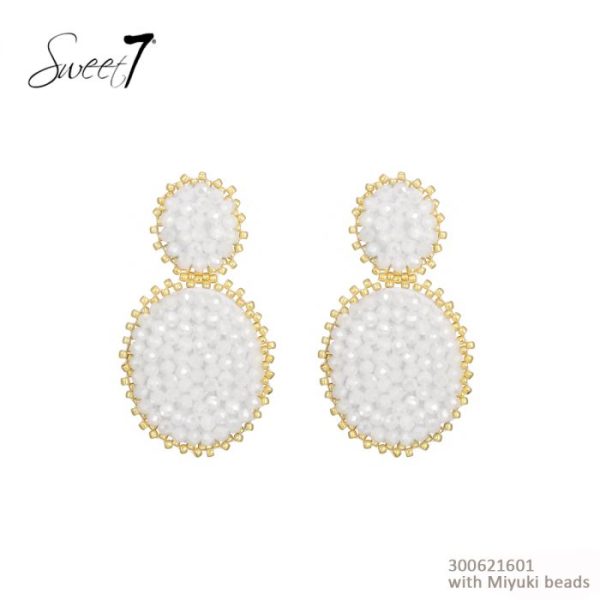 Sweet7 Oorbel Miyuki Beads Ovaal Wit