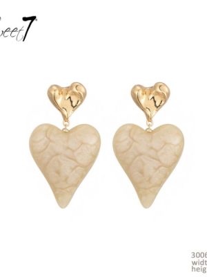 Sweet7 Hart Oorbel Beige met Goud