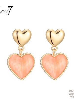 Sweet7 Oorbel Goud & Oranje Hartje